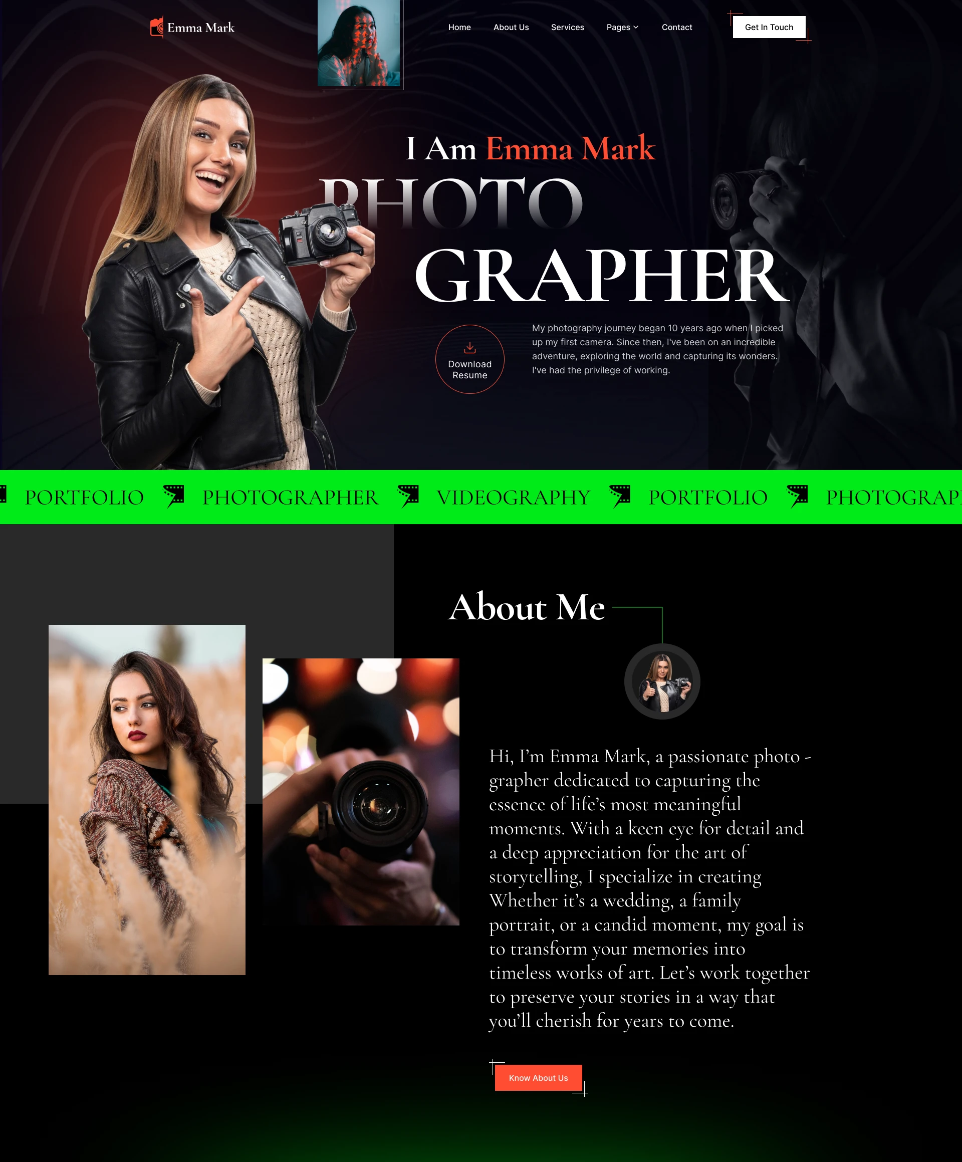 Photographer-Portfolio-Home-page